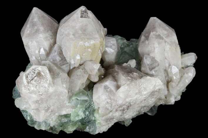 Grey Pineapple Quartz Crystals on Green Fluorite - China #115496